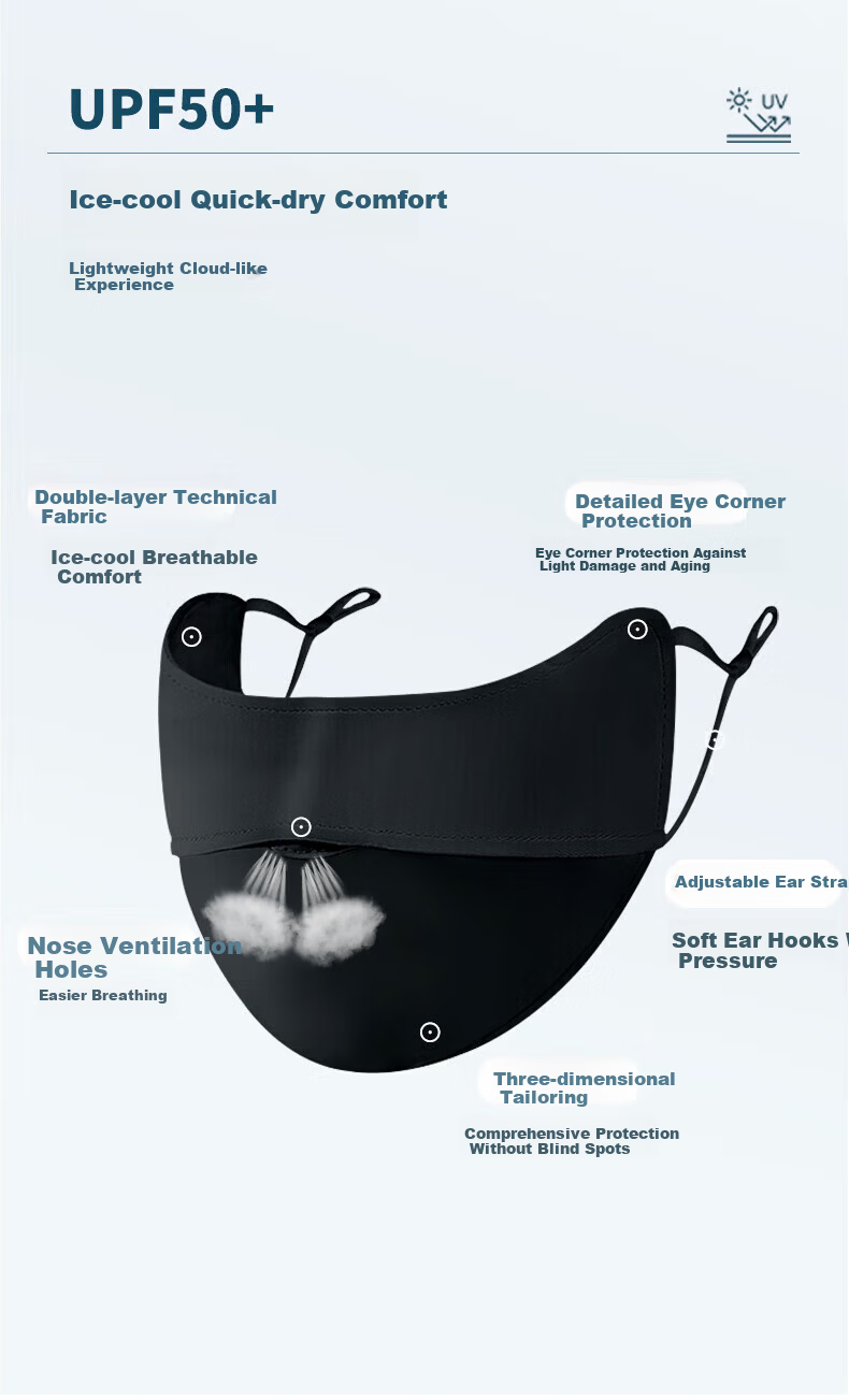 Chegui Mu Summer Sunscreen Face Mask for Women UV Protection Sunshade Ice Silk 3D Stereo High-Value Face Cover 6