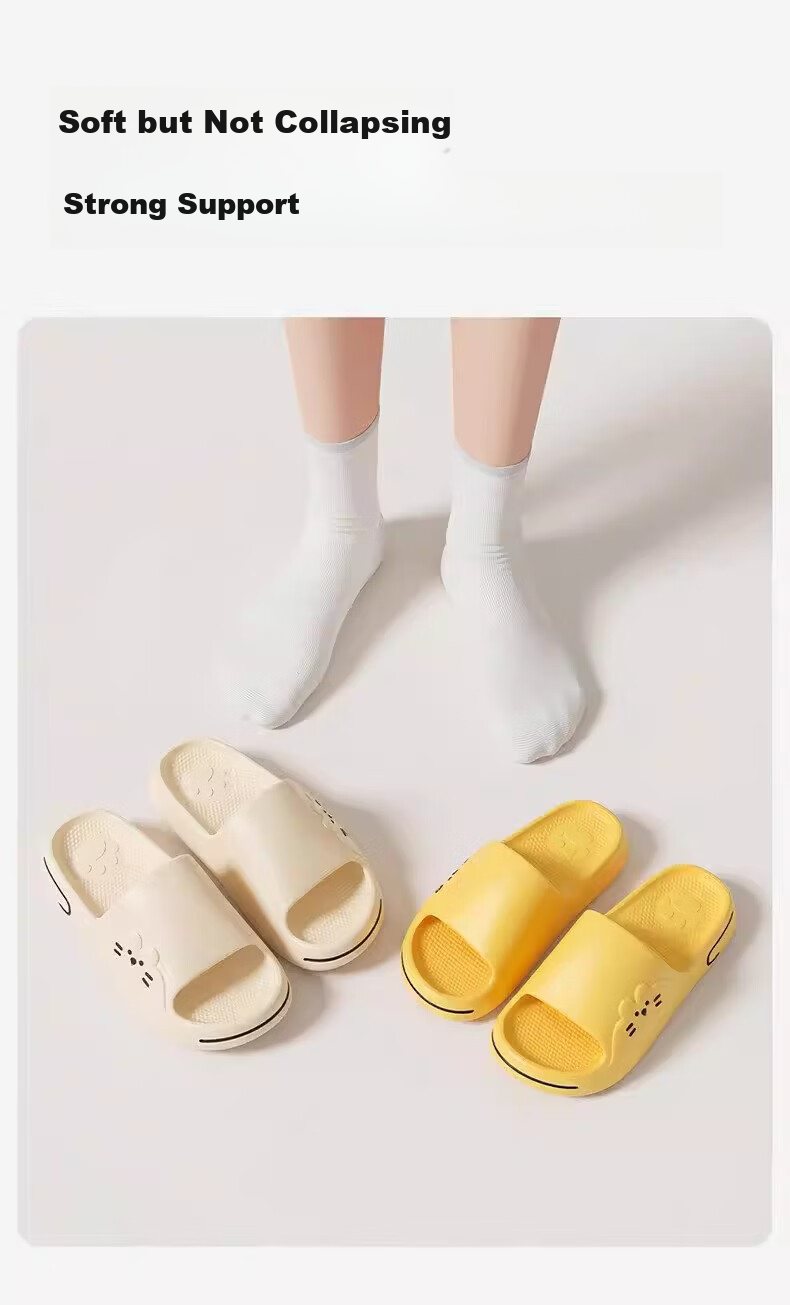 Qiumuxi Cute Cat Slippers Unisex Cartoon Outdoor Anti-Slip Home Indoor Bathroom Couple Thick Sole Soft Feeling Cool Slippers 6