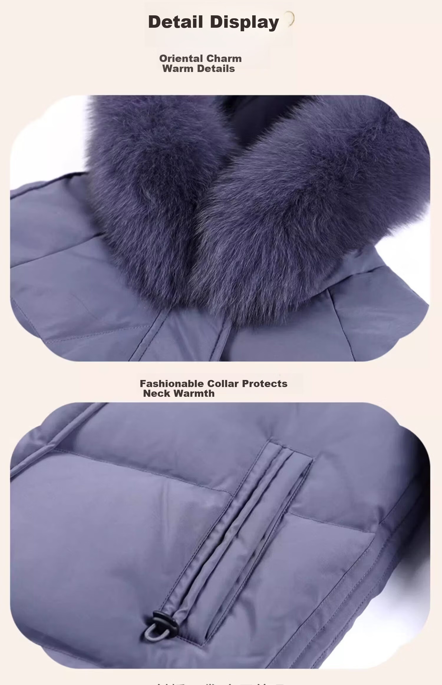 Qiufuluo Women's Winter Down Jacket with Genuine Fox Fur High-End Coat Middle-Aged and Elderly Fashionable Warm Clothing for 50s and 60s 25