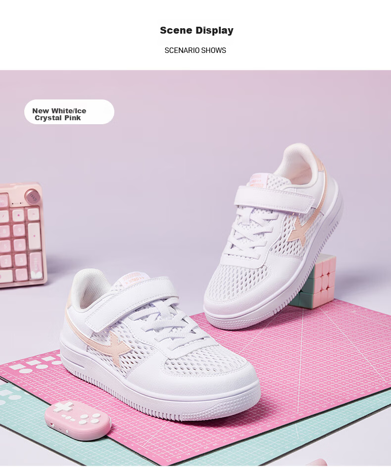 XTEP Kids Unisex Casual Velcro Sneakers New White Size 39 4