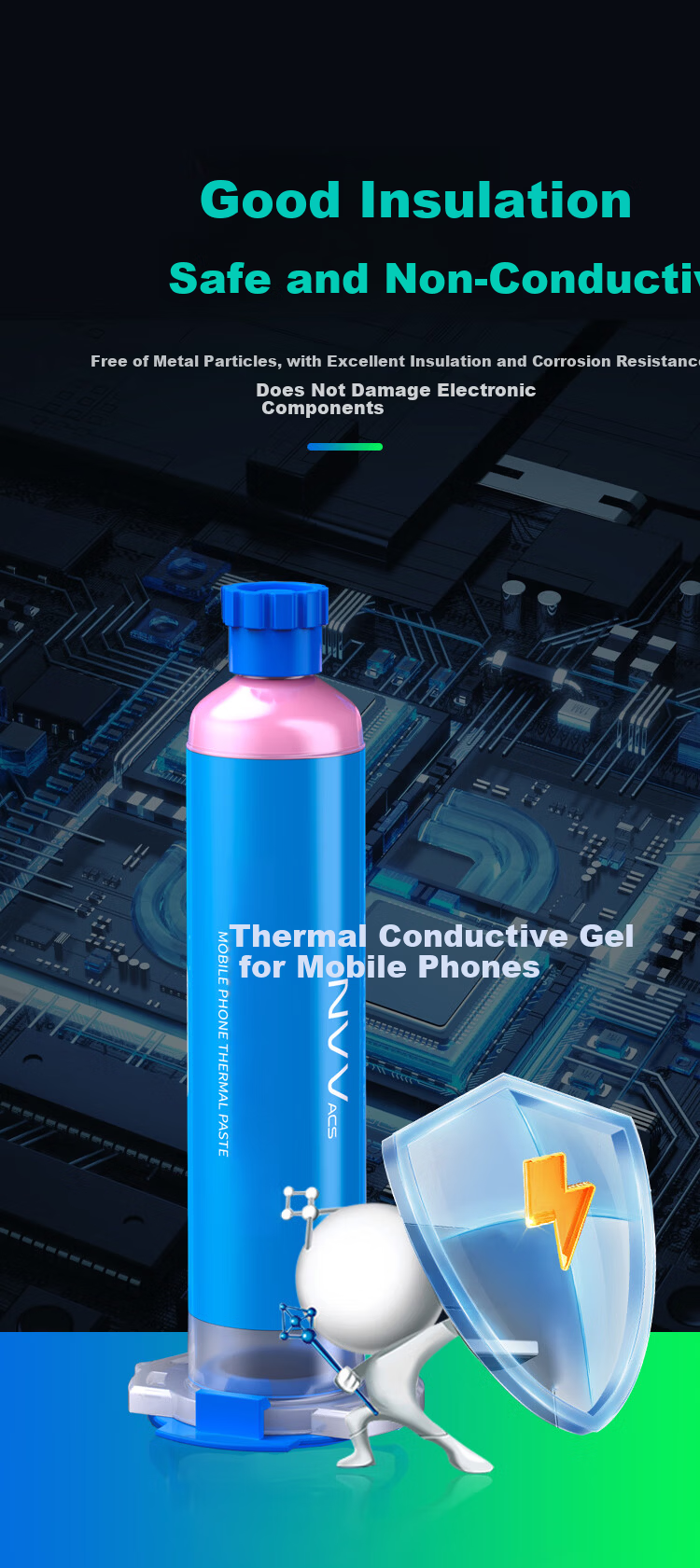 NVV Thermal Conductive Gel CPU Cooling Gel Mobile Phone Repair Chip Graphics Card Laptop VRAM Power Liquid Silicone Thermal Paste NTS-15 25g 15.0W/mK 6