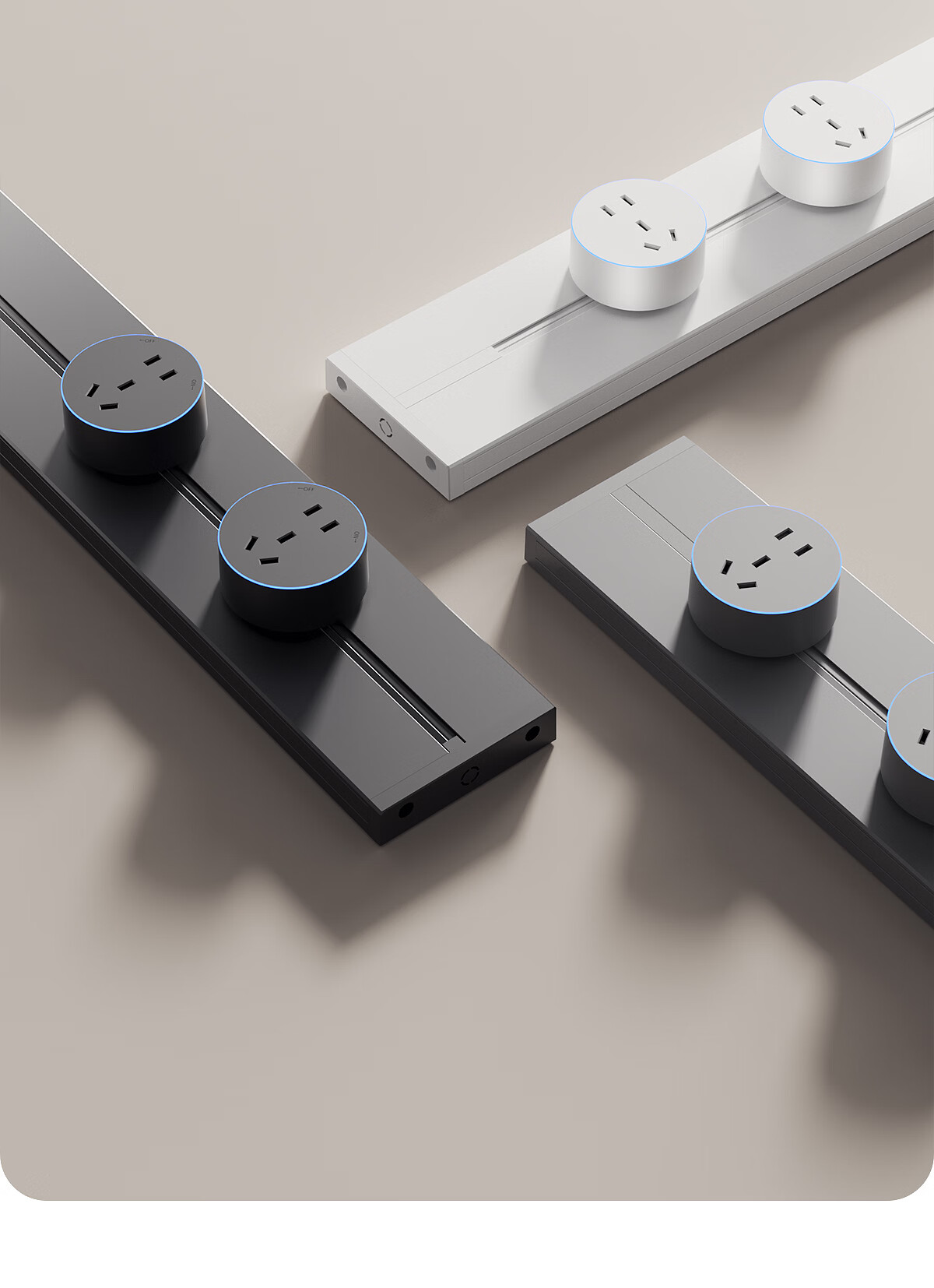 MULinsen Track Socket Movable Wall Track Socket 50CM + 5 Five-Hole Gray Surface Mounted Sliding Track Socket JC Series L1 10