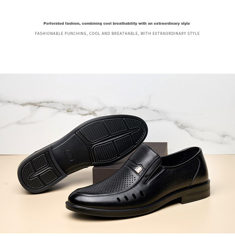 LAORENTOU Men's Business Formal Leather Slip-On Driving Shoes First Layer Cowhide Black Size 38 A90135 13