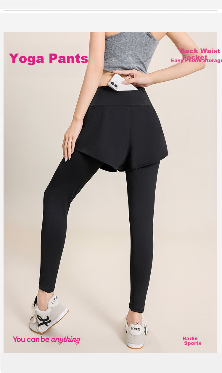 Barbie Two-in-One Yoga Pants Women's Running Fitness Leggings with Pockets 2