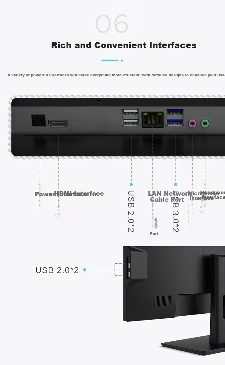 Lecoo Lenovo All-in-One Desktop Computer 23.8-inch Business Office Home PC (R5-3500U 16GB+512GB) 8