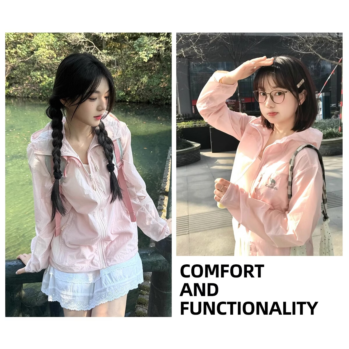 CAMEL Snow Shell Sunscreen Jacket Unisex Ice Cooling Water-Repellent Sports Coat C15BAYL6016D Light Blue L 5