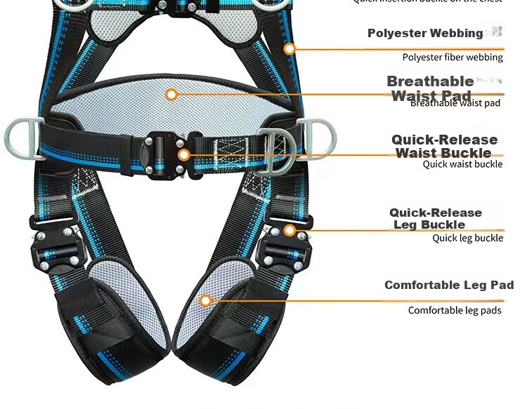 Jingte [Jingcang Express] 1.8m Five-Point Safety Harness (Double Large Hooks + Buffer Pack) Fall Protection Safety Rope High-Altitude Work Safety Belt 11