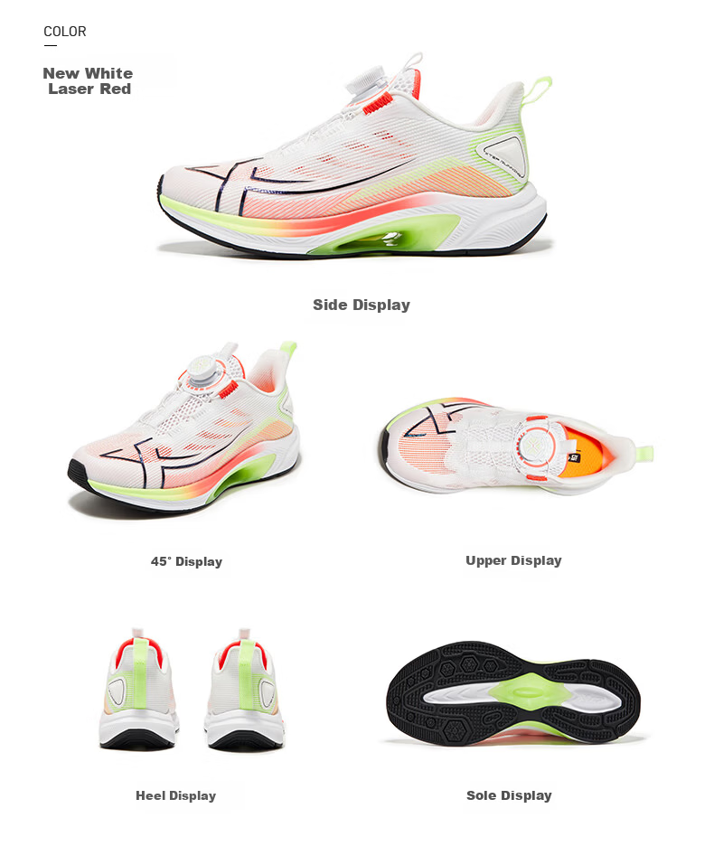 XTEP Kids Sports Shoes Daofeng High Rebound Professional Running Shoes Fluorescent Buddha Hand Yellow/Fluorescent Camellia Red Size 37 18