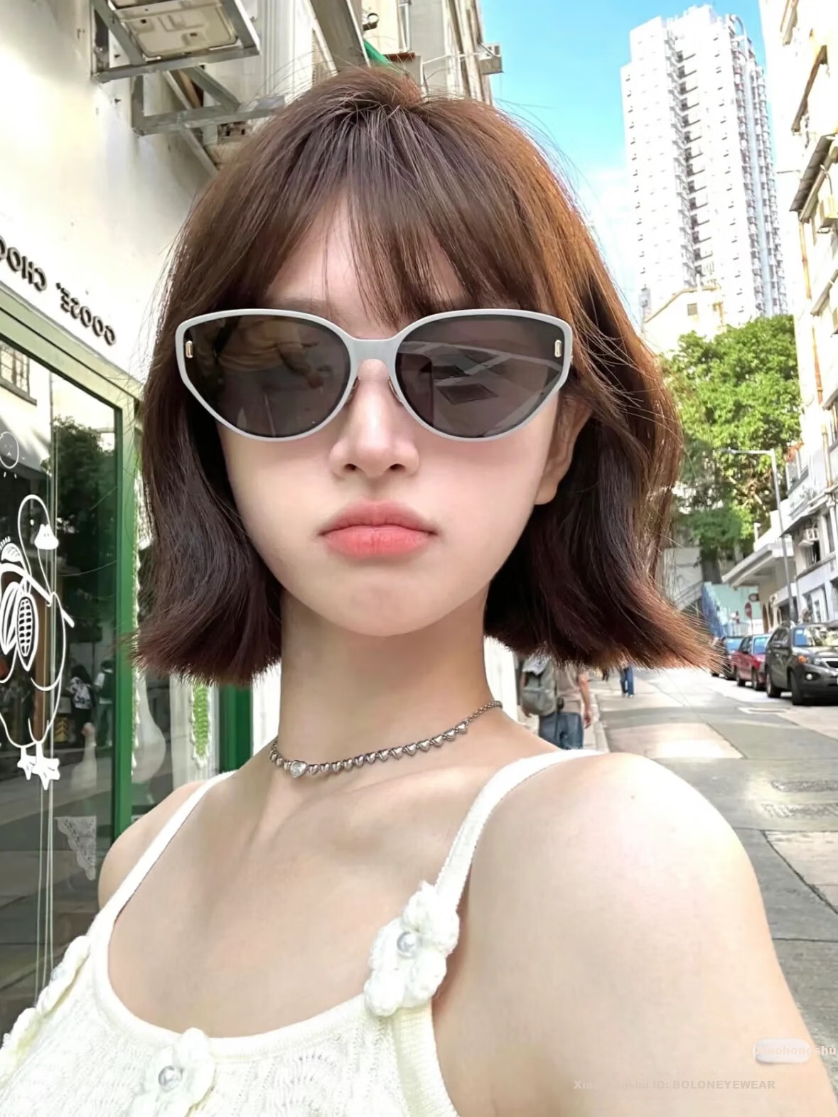 FENCHI Cat Eye Narrow Frame Face-Covering UV400 Sunglasses for Women UV Protection Sun Glasses High-End Style Yang Zi Edition 4