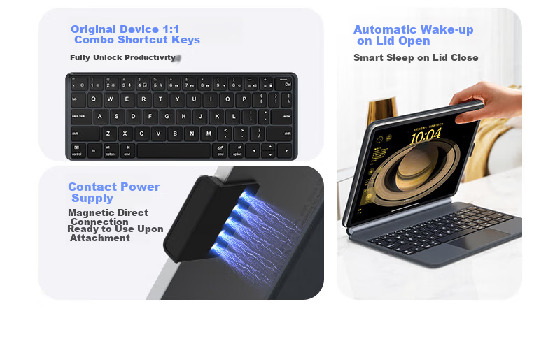 B.O.W Hangshi HA354 2025 New iPad Magic Keyboard for 9th Gen, Compatible with Apple Air 5/4, Magnetic Floating Protective Case, Five-Level Backlight Integrated, Black 8