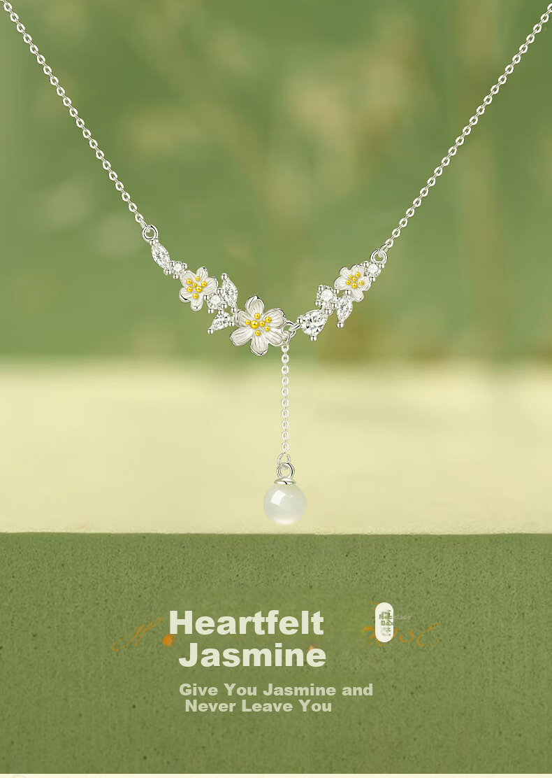 Zhenshangyin Chinese Gold Jasmine Silver Necklace for Women, Birthday Gift 2026 New Light Luxury S925 Jewelry for Girlfriend Or Wife 1