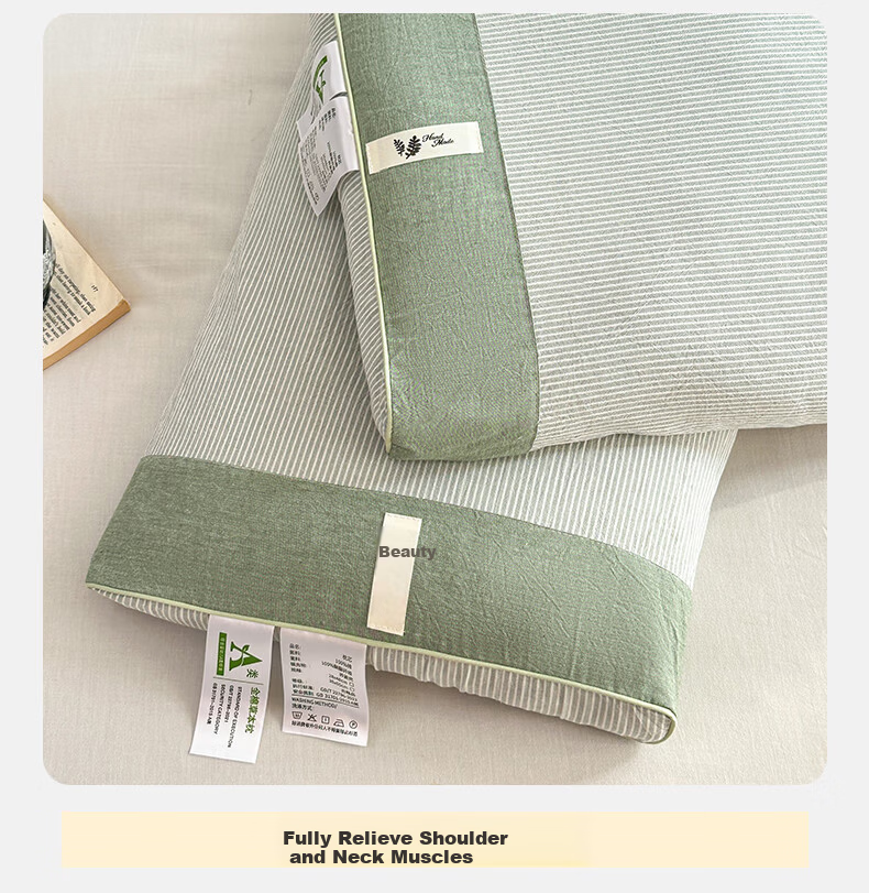 Yalu Pure Buckwheat Pillow Neck Support Sleep Aid Cotton Pillow Core Single Summer Student Sea Salt Blue Pack of One 14
