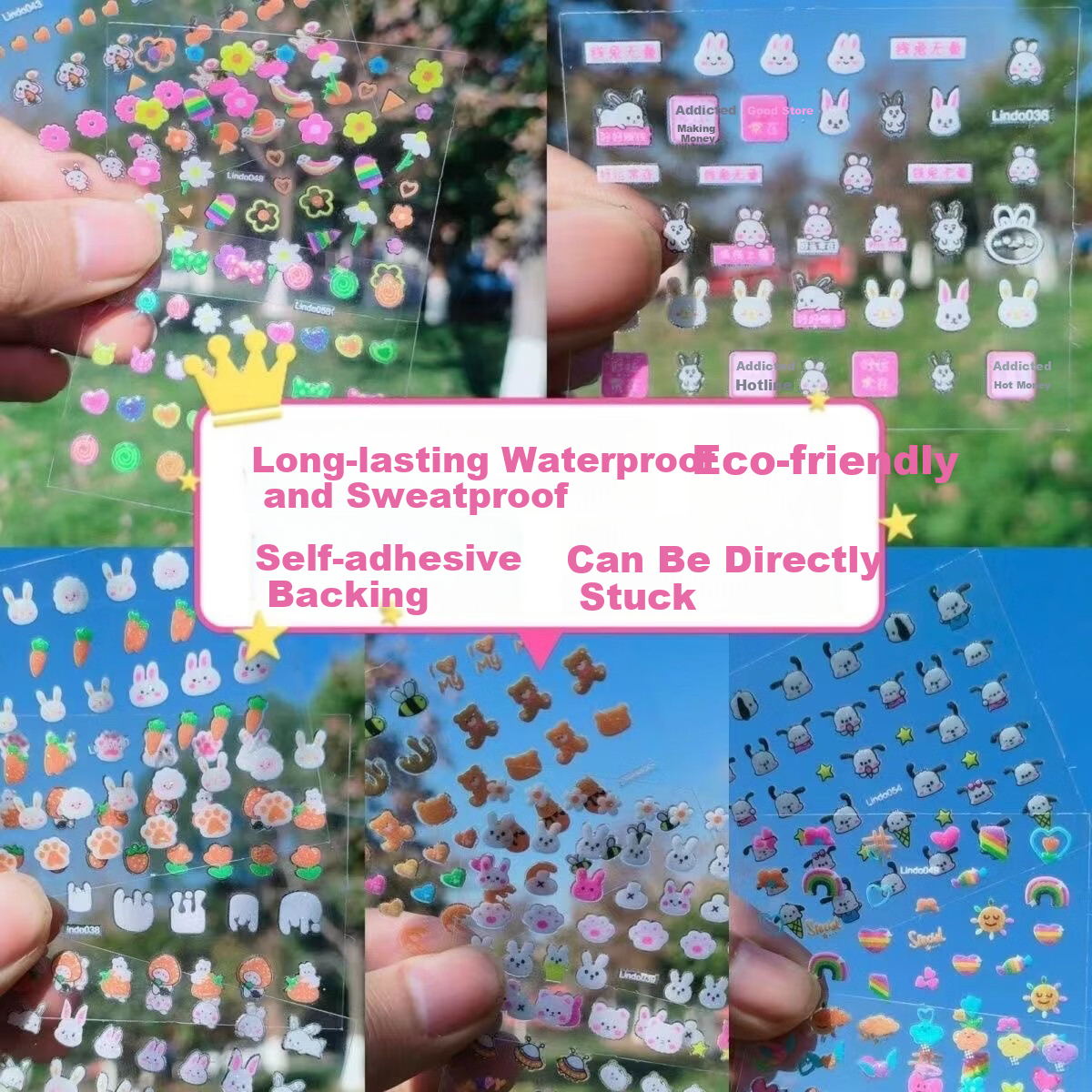 Mili Children's Night Glow Nail Stickers Non-Toxic Waterproof Girls Nail Art 3-6 Years Old Preschool Educational Toy 12