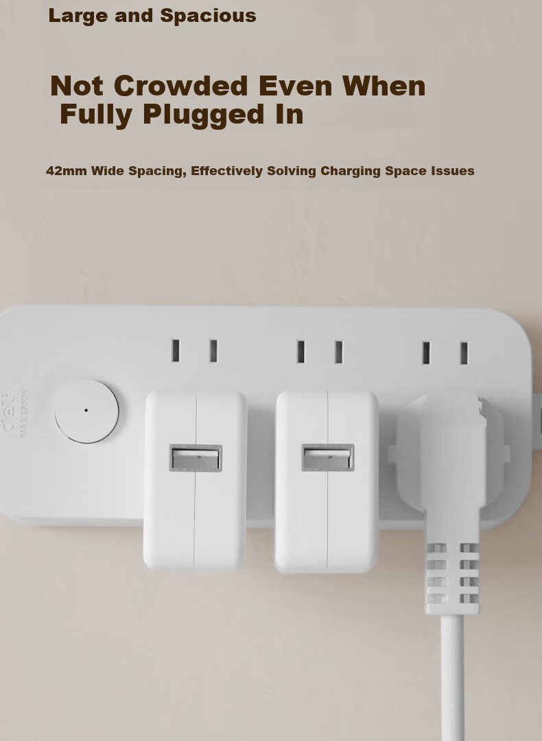Deli 3C Certified National Standard Safety Power Strip Extension Cord with Master Switch 6 Outlets 3 Meters LU9057(03) 3