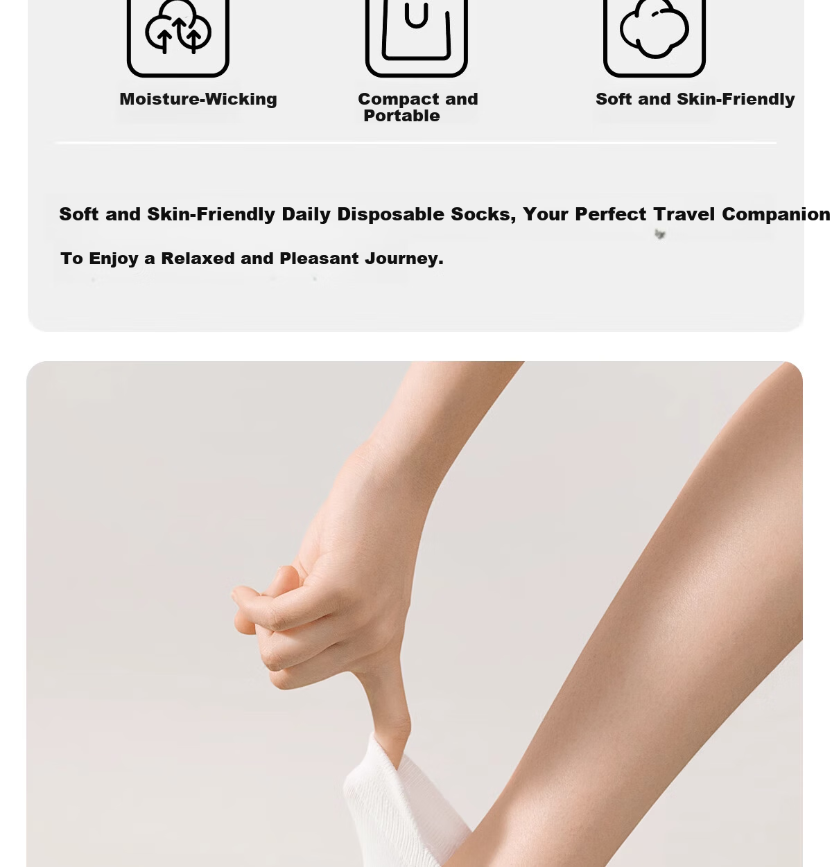 Buddygo Disposable Women's Socks Antibacterial Daily Use No-Wash Socks Travel Military Training Cotton White 5 Pairs 3