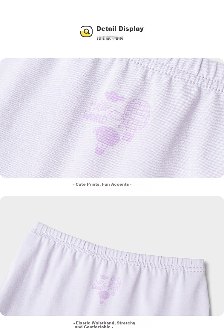 Balabala Girls' Cotton Boxer Briefs Spring New Children's Four-Point Shorts Non-Chafing PP Three-Pack 208924170020 7