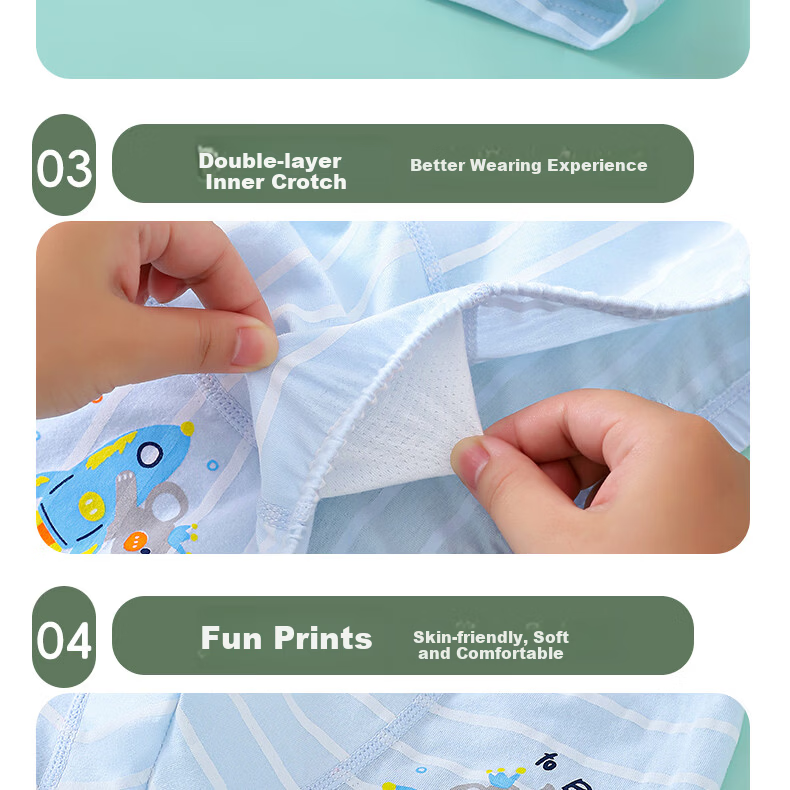 Freedom Series 100% Cotton Boys' Underwear Pure Cotton Class A Children's Boys' Full Cotton Boxer Shorts Mid to Large Boys' Trunks 12