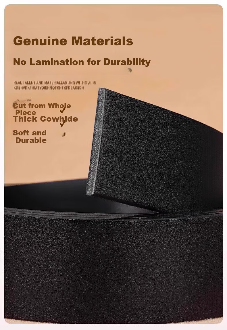 Calermkeens Toothless No-Hole Automatic Buckle Men's Leather Belt Business Casual Cowhide Waist Belt Gift Box for Boyfriend 4