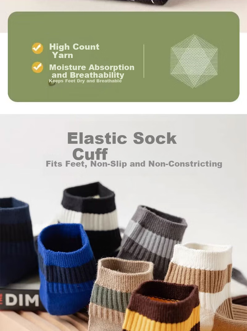 Yimian Men's Short Socks 100% Cotton Antibacterial Odor-Resistant Summer Thin Breathable Low-Cut Ankle Socks Trendy 10 Pairs 3