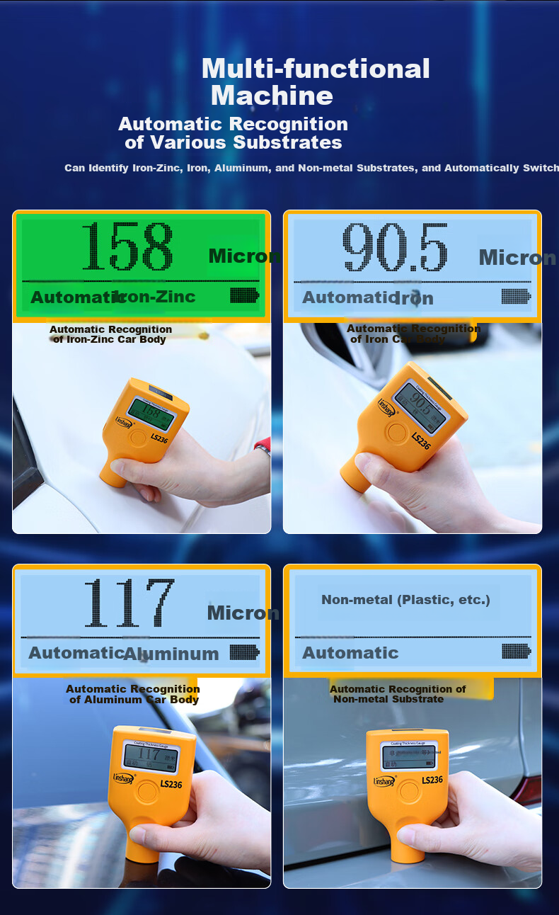 Linshang Coating Film Thickness Gauge LS239 High-Precision Used Car Coating Thickness Meter for Measuring Iron Powder Putty 9