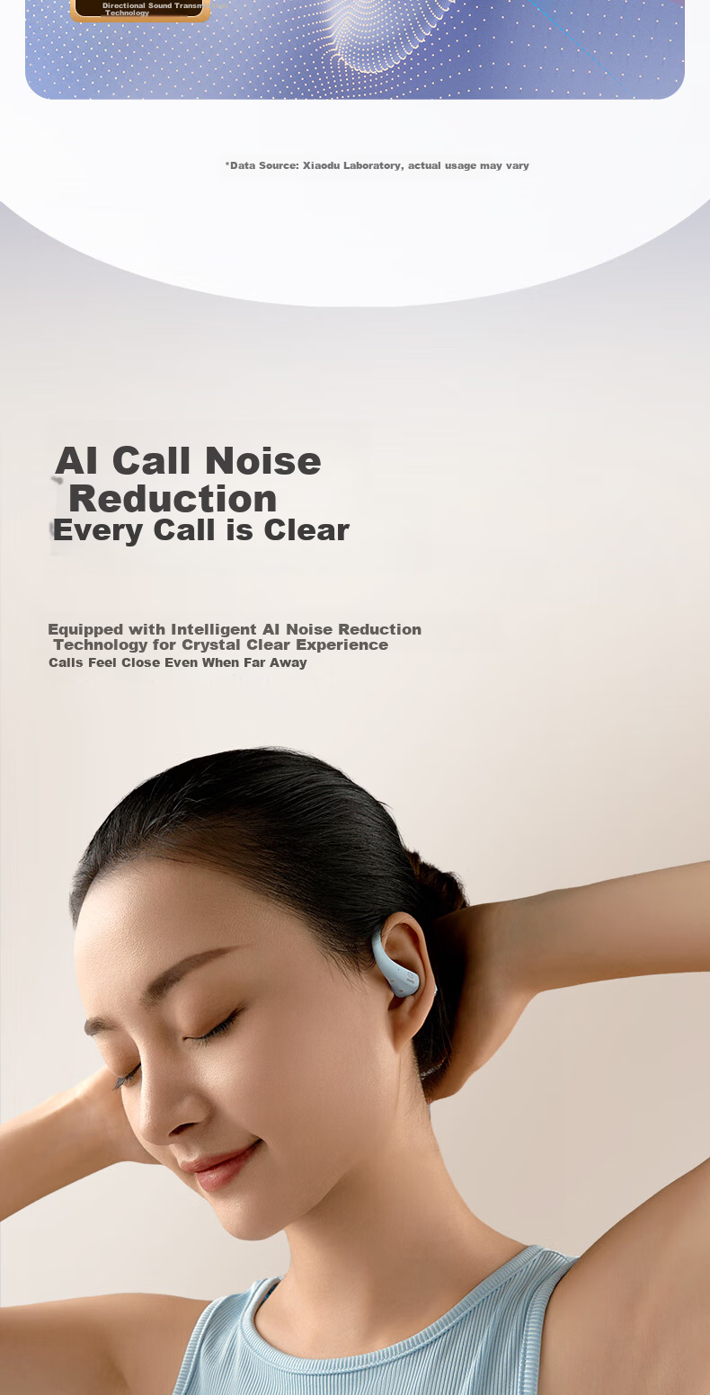 Xiaodu [Deng Kaitong Edition] S200PRO Bluetooth Earphones Air Conduction Concept Long Battery Life Wireless Sports Ear-Hook Compatible with Apple Huawei Blue 9