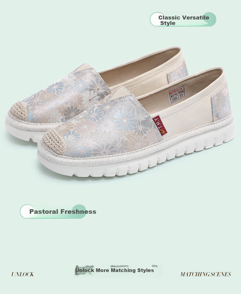 Taiheyuan Spring and Autumn Women's Ultra-Light Slip-On Canvas Shoes Comfortable Soft Sole Breathable Thick Sole Lightweight Non-Slip Fisherman Shoes 4