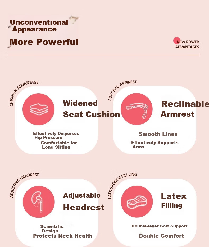 Qianxihuafu Computer Chair Gaming Chair for Women's Bedroom Home Use Comfortable Ergonomic Chair with Backrest for Long Sitting, Pure Gray 3