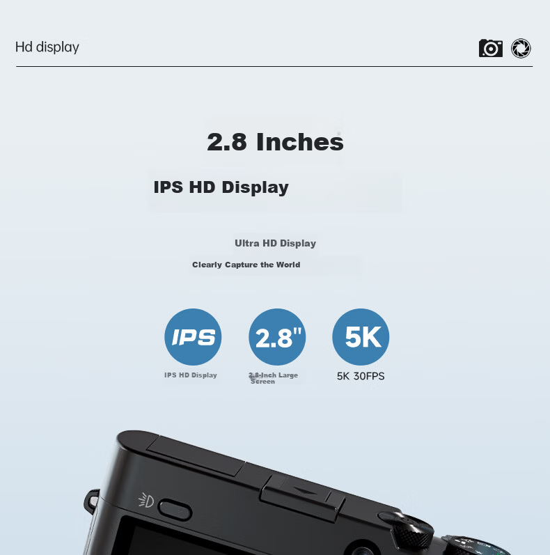 SONGDIAN Digital Camera Front and Rear Dual 5K Vlog 3X Optical Zoom Mirrorless Portable Student Camera DC205X Black 128GB Memory 6