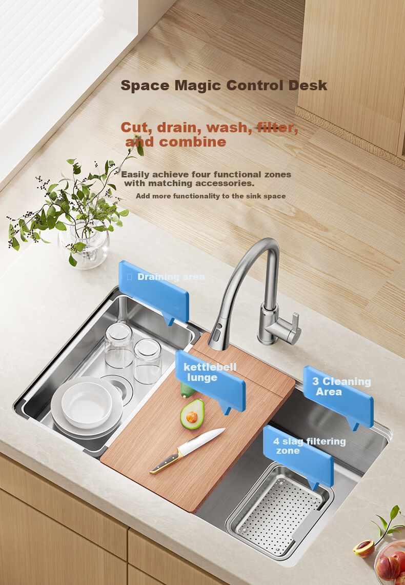 Arrow Pure Kitchen Sink Large Single Bowl 304 Stainless Steel Vegetable Washing Basin Integrated Sink 11
