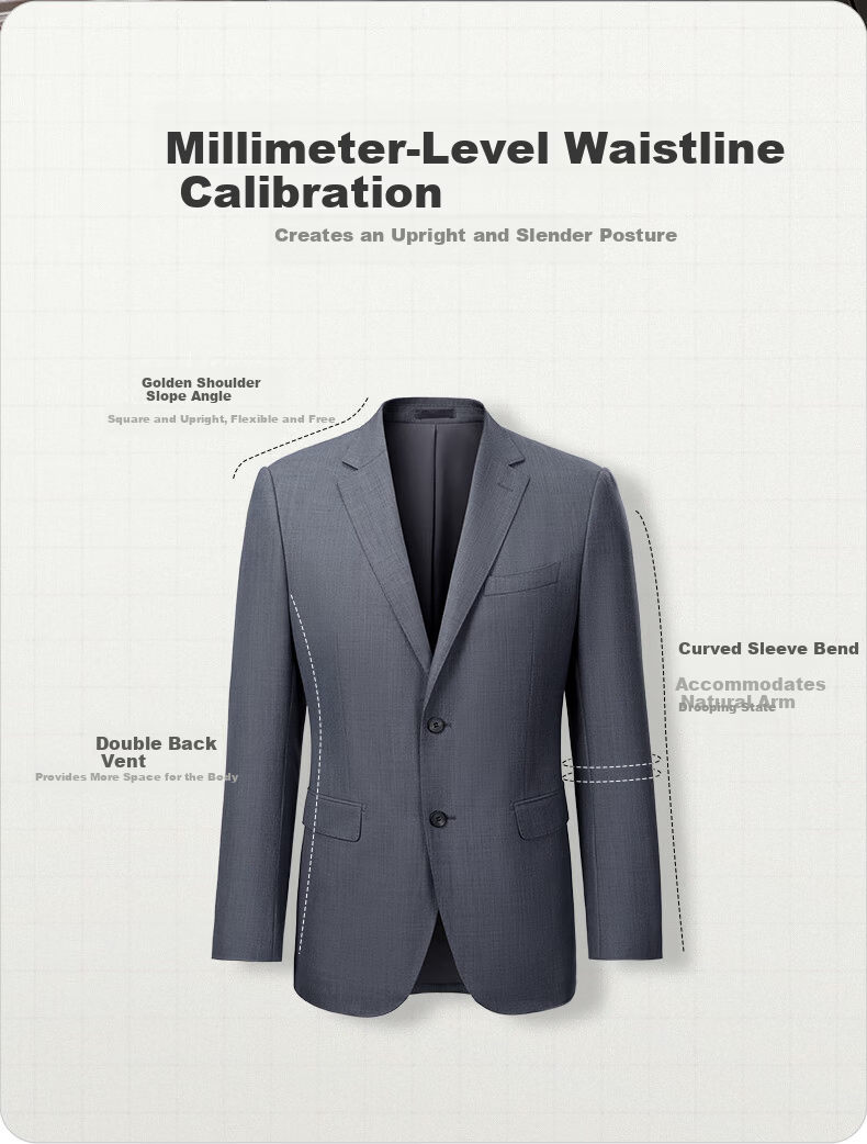 Goldlion [Ziyoux] Spring And Summer Men's Dress Pants, Machine Washable, Wool, Easy-Care Formal Trousers, Navy Blue, Size 35 10