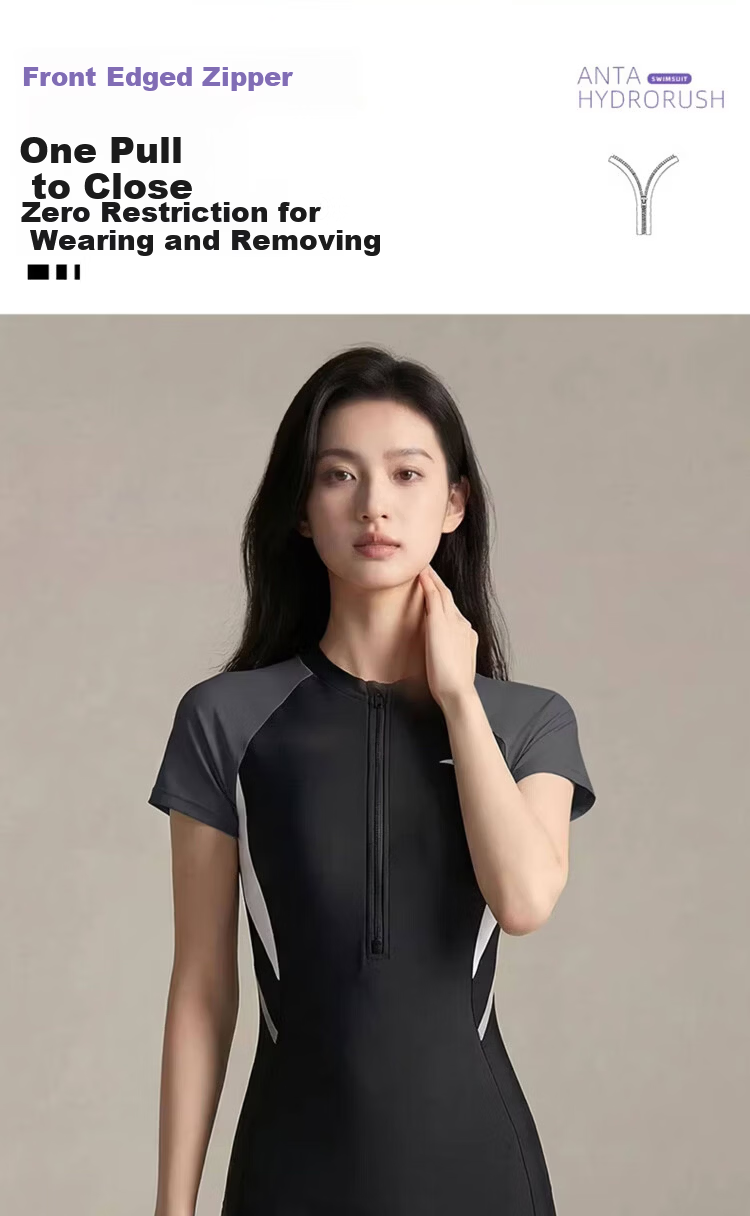 ANTA Women's One-Piece Swimsuit, Boyshort Style, Tummy Control, Sun Protection, Slimming, Conservative, Chlorine-Resistant, Quick-Drying, Suitable for Hot Springs And Sports Activities 7