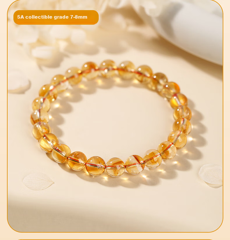 Jinshiling Yellow Crystal Bracelet Unisex Citrine Crystal Beads Wealth and Luck Charm Birthday Gift 15