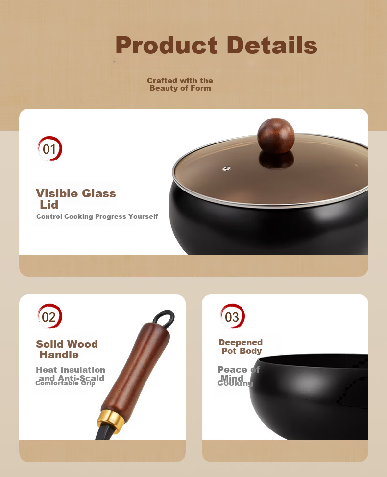 CHIGO Zhangqiu Large Belly Stir-Fry Pan Non-Coated Iron Wok Household Cooking Pan Stew Non-Stick Compatible with Induction Cooker and Gas Stove 28CM 8