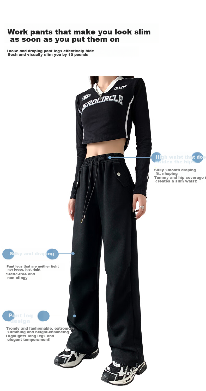 FitonTon American Style Parachute Work Pants for Women Autumn Winter High Waist Slimming Paratrooper Casual Convertible Pants 7
