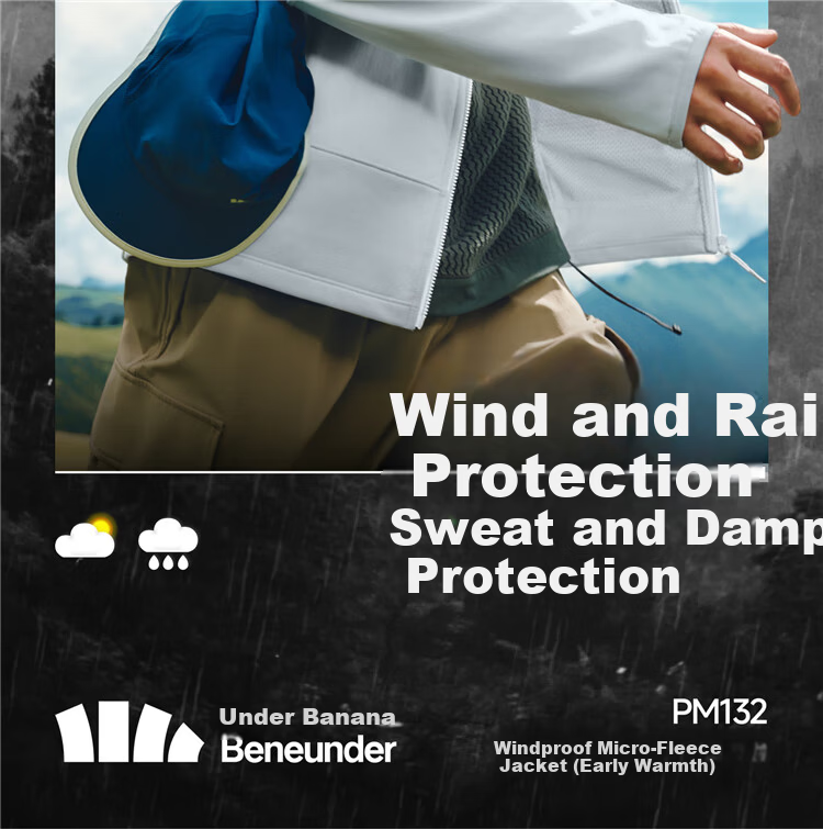 Beneunder Men's Jacket Windproof Fleece Liner Outdoor High Elasticity PM132 Dusk Black L 3