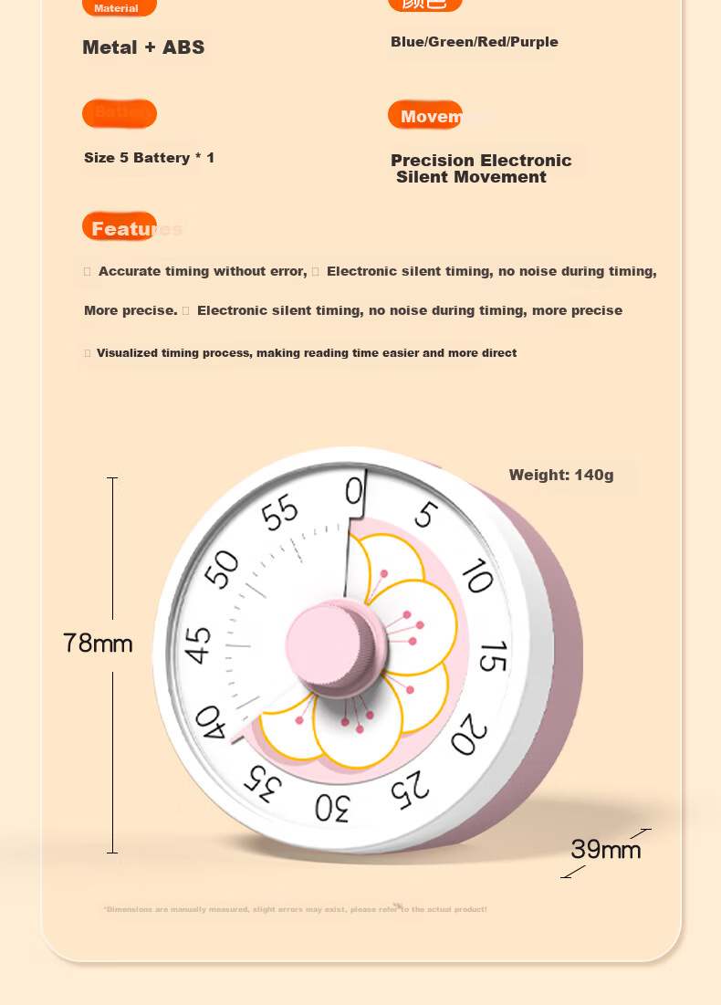 Timess Disney Collaboration Visual Timer, Back-To Student Time Management Tool, Kitchen Cooking Electronic Timer, Live Streaming Timer Gift 18
