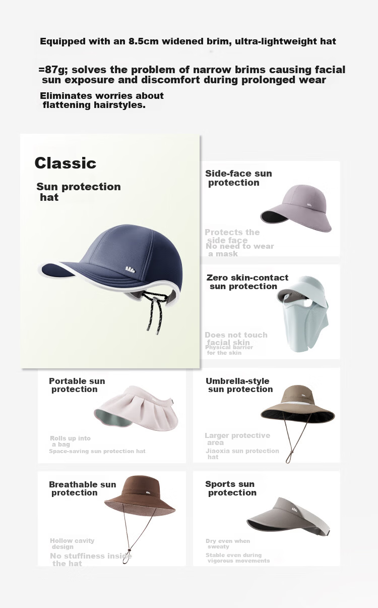 Beneunder Women's Lightweight Sun Protection Duckbill Cap Baseball Hat UV Protection Fashionable All-Face Sunshade Black 1