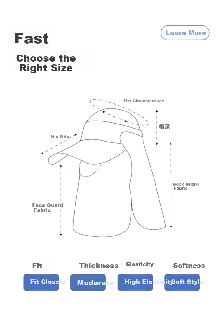DUSENNA Women's Sun Protection Hat Detachable Neck Cover Outdoor Summer UV Protection Face Shield Hat 8