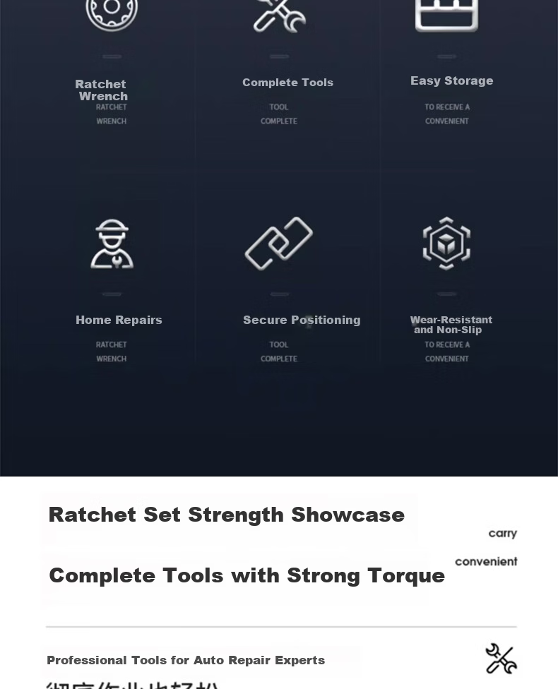Yanran New Upgraded Thickened Wrench Socket Ratchet Auto Repair Tool Set 46 Pieces 24 Teeth 3