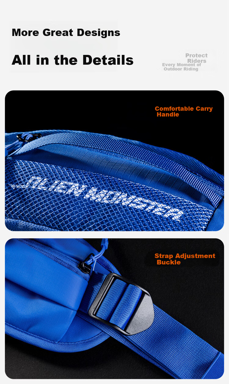 Alien Monster Blue Core Motorcycle Waist Bag Chest Bag Waterproof Riding Gear Protective Multifunctional Storage Bag Large Capacity Blue 14