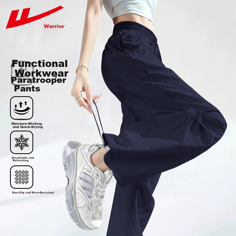Warrior Women's Workwear Trousers 2026 Summer New Trendy Loose High-Waist Slimming Wide-Leg Casual Double-Pleated Paratrooper Pants