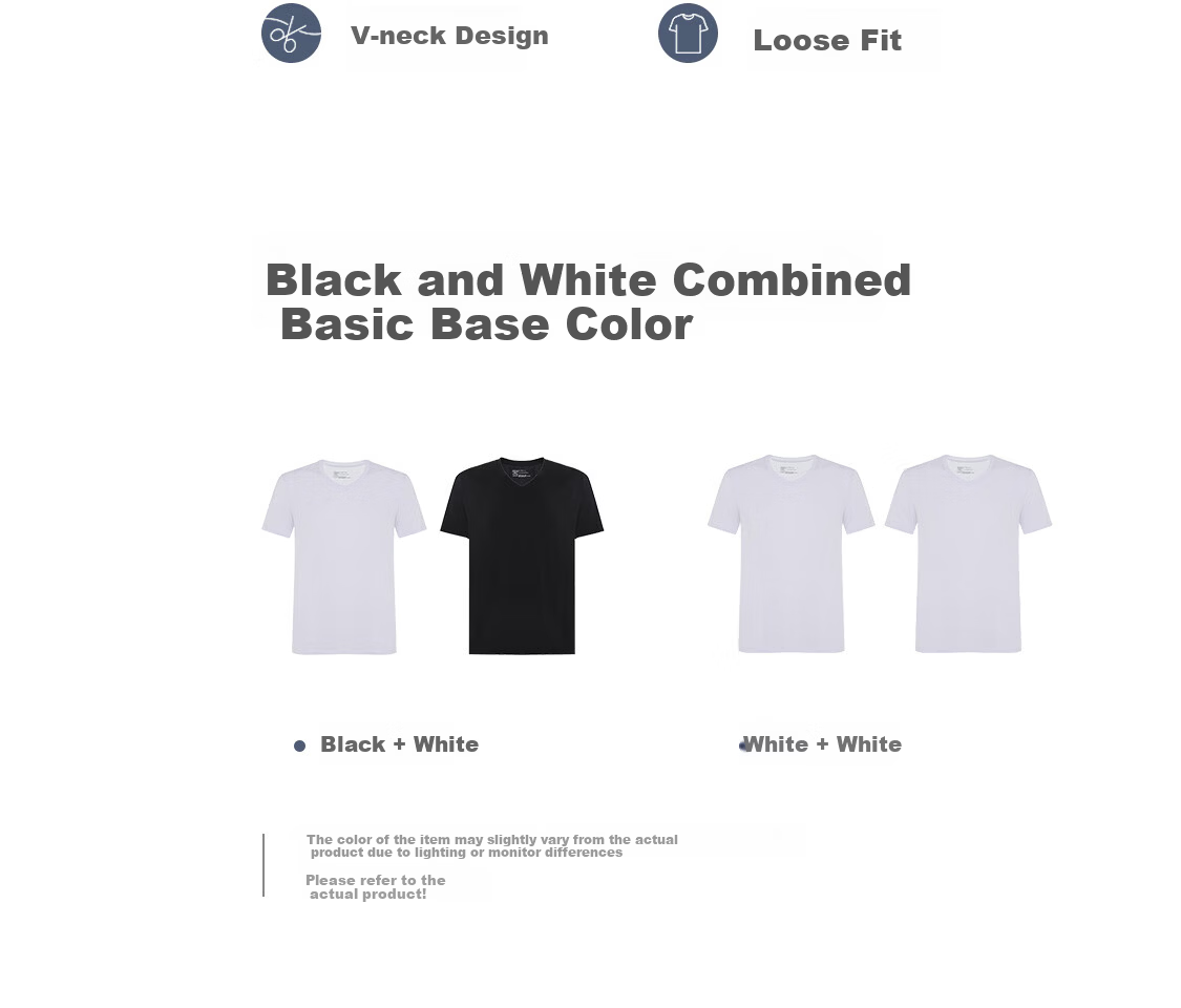 Aimer Men Modal Short Sleeve T-Shirt Base Layer [2-Pack] V-Neck Vest White 170 3