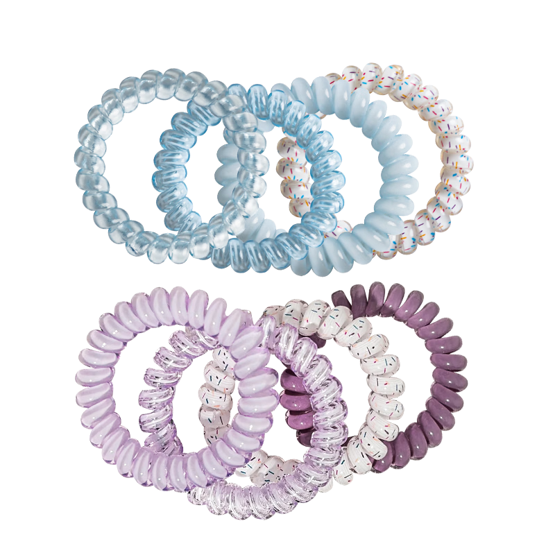 MEIFUYU Skin Language Sea Salt Blue Gradient Telephone Wire Hair Ties 8-Pack Elastic Hair Bands WH7259