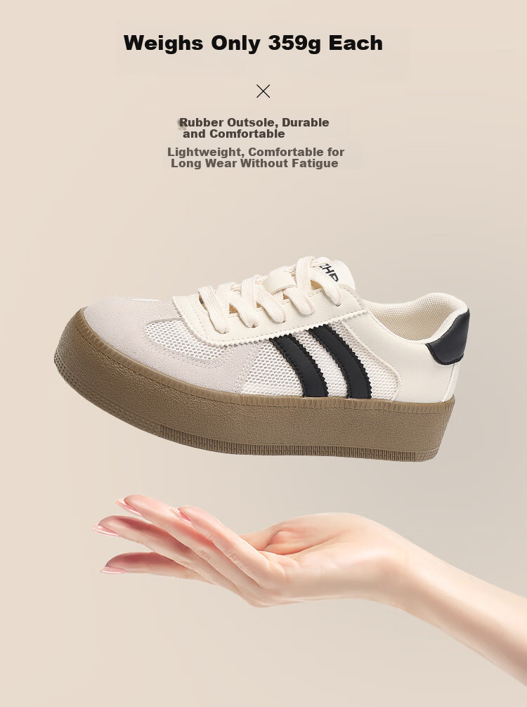 ZHR Women's Summer Training Shoes Mesh Breathable Classic Colorblock Thick Sole Sports Sneakers KS63FE Beige Black Size 38 9