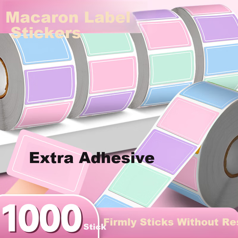 Jufu 1000pcs Label Stickers Sticky Notes Name Tags Adhesive Classification Self-Adhesive Handwritten Colorful Small Macaron Identification Stickers