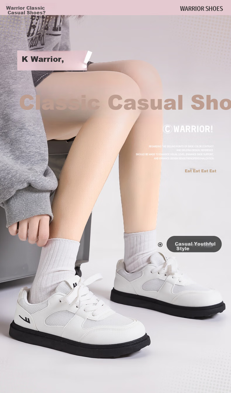 Warrior Official Women's Spring 2026 Casual Mesh Sneakers White Size 40 1