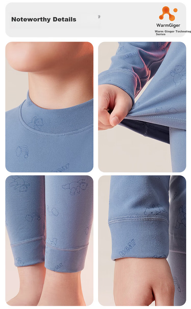 Zaisuo Children's Thermal Underwear Set for Older Boys, Soft and Skin-Friendly Autumn Winter School Uniform Fleece Pajamas 4