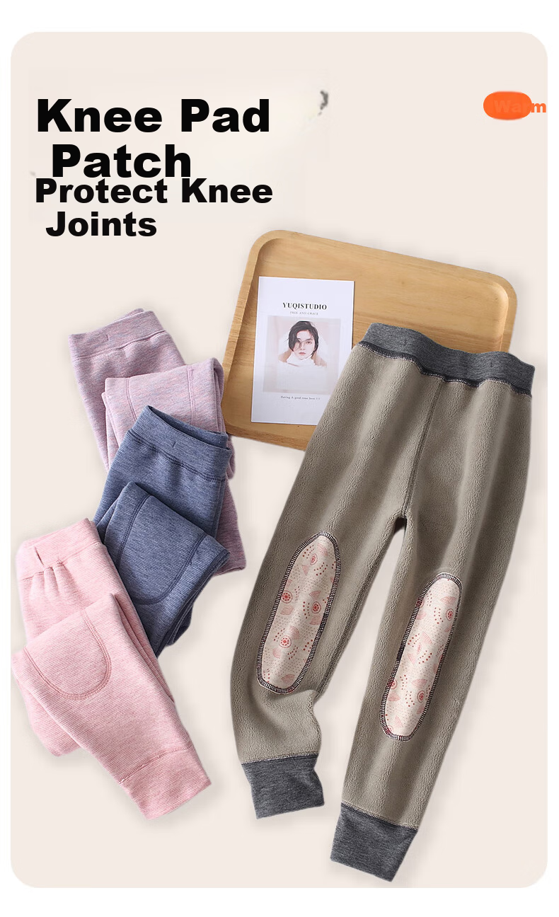 Langsha Children's School Uniform Magic Cotton Pants Boys Autumn Winter Fleece Lined Warm Pants Girls Thickened Inner Pants for Elementary Students 7