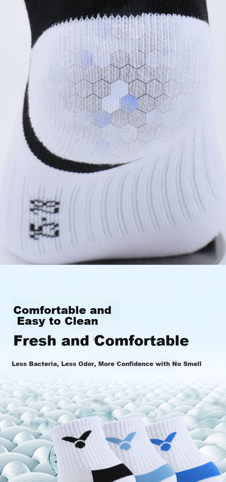 VICTOR Victory Unisex Badminton Socks Sweat-Absorbing Breathable Warm Compression Terry Sole SK9411-3/CFI/L 3 Pairs Pack 10