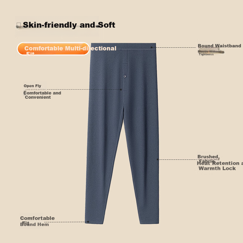 Urban Beauty Men's Thermal Underwear Fleece Lined Thickened Warm Pants Loose Fit Large Size Base Layer Trousers